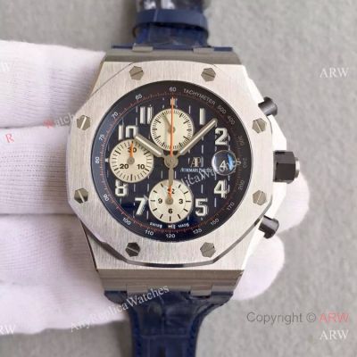 Swiss 3126 Audemars Piguet Royal Oak Offshore Watch Blue Face Blue Leather Band